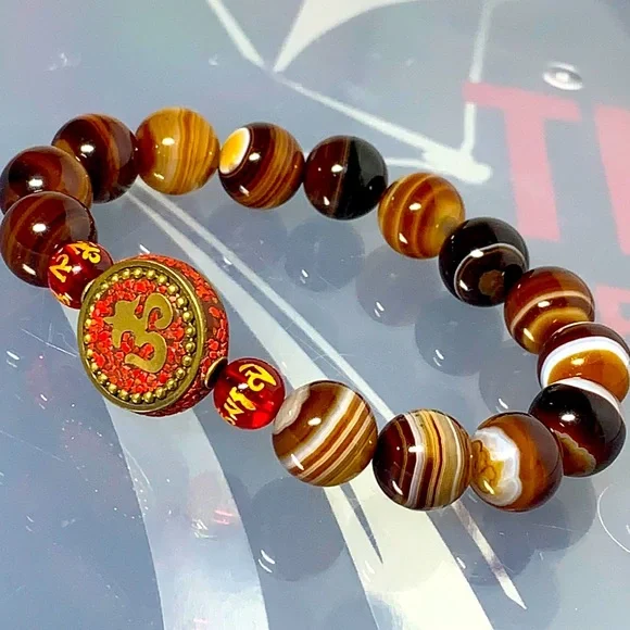 BANDED AGATE STONES NATURAL BRACELET - Picture 1 of 7